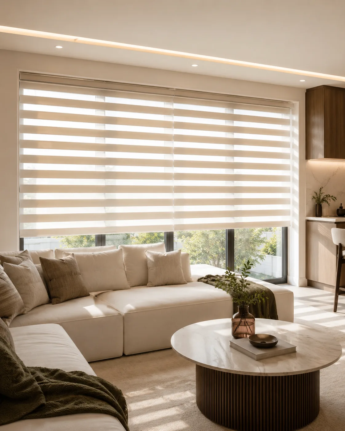 Wide-window coverage custom blind project in Mississauga